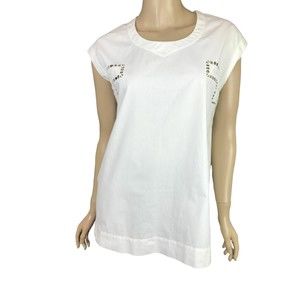 Maiyet White Blouse Top Sleeveless Cotton EUR 36 US 2 Cut Out Design MSRP $414